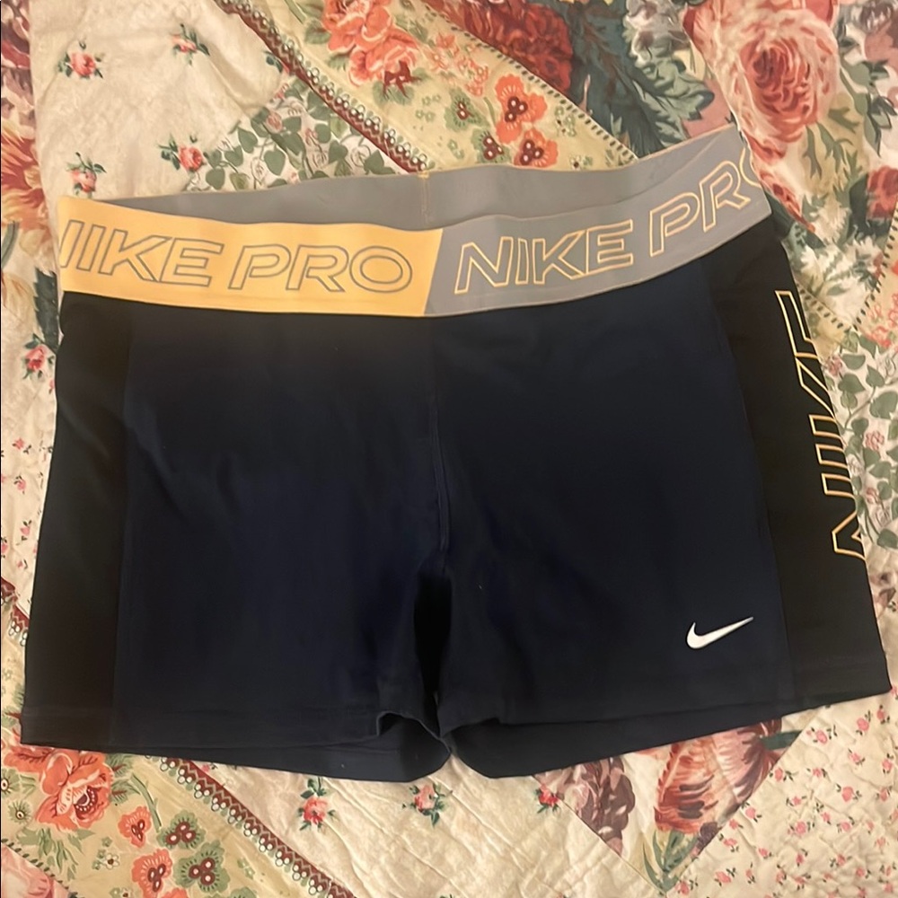 Nike Pro Black and Yellow Shorts